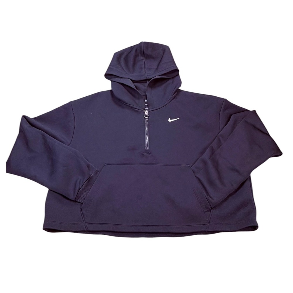 Nike Hoodie Women Small Black Dri-FIT Quarter Zip Pullover Back Graphic Logo
